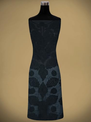 Ada Hand Embroidered Lucknowi Chikankari Unstitched Georgette Dress Material Suit Piece with Dupatta for Women 01A834692 Black
