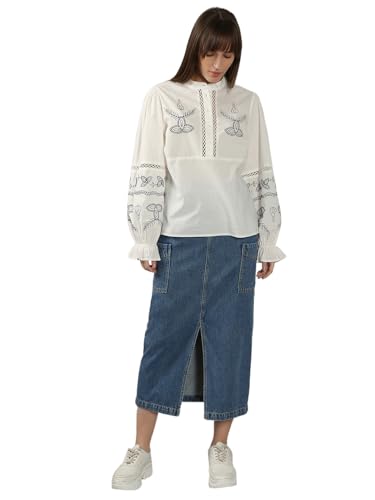 VERO MODA Women's Cotton Regular Fit White Top