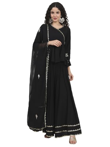 Divena Black Rayon Angarakha pattern Lehenga Choli Sets