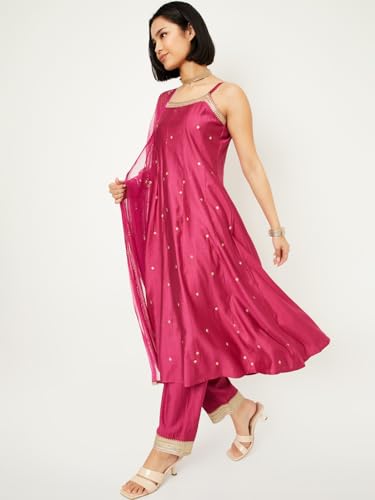Max Women's Polyester Blend Kurta Set (COPJ52003B_Pink