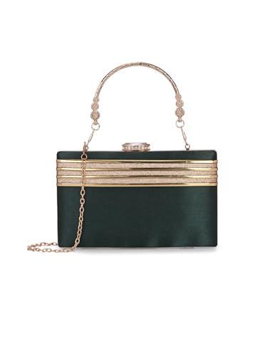TOOBA Green Handicraft Beautiful Bling Box Clutch Bag for Wedding, Gift Family & Friends