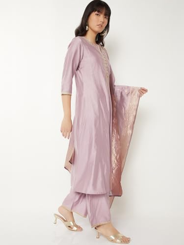 Max Women Embroidered A-line Kurta Set (Purple_XXL)