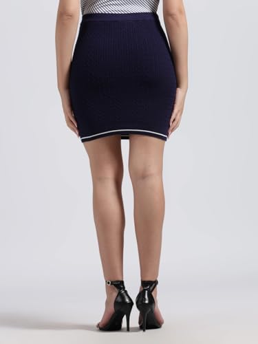 Slim Fit Cable Knitted Mid Rise Skirt