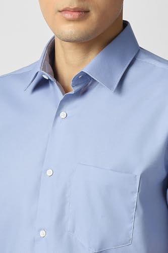 Men Light Blue Solid Half Sleeves Wedding Shirt