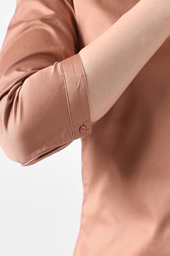 Van Heusen Women Peach Solid 3/4th Sleeves Formal Shirt