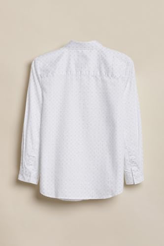 Boys White Print Casual Shirt