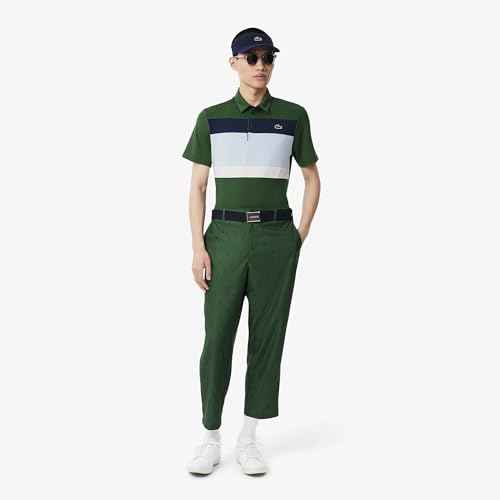 Lacoste Men's Regular Fit Polos (DH8954DJ1_Green / Light Navy Blue