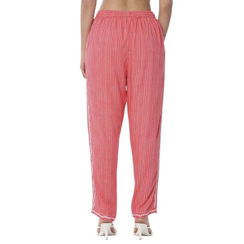 Rangriti Women's Regular Pants (WODWLK22018SS25CRL_Coral