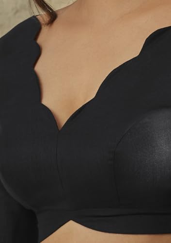 S SALWAR STUDIO Black Scallop Neck Blouse_RI-0066-BLCK-38