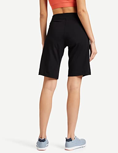 Enamor E044 Mid-Rise Stretch Cotton City Shorts for Women with Zipper Pockets(E044_JET BLACK_M)