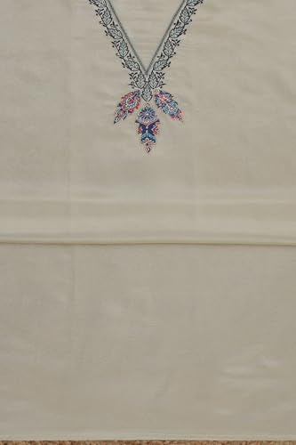 Soch Womens Cream Tissue Embroidered Unstitched Dress Material With Thread Work