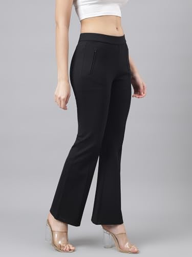 Latin Quarters Women Black Casual Solid High Rise Trouser_L