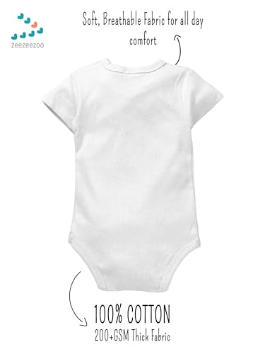 Zeezeezoo Monthly Birthday Baby Bodysuits | Rompers | 100% Cotton (4 Months, 3-6 months)