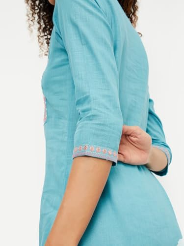 Max Women's Cotton Blend Regular Kurta (DAEKSP25PI_Aqua