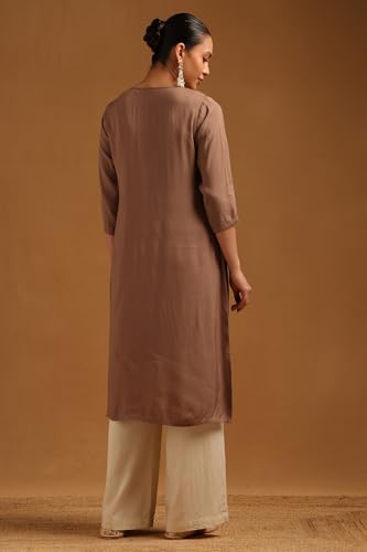 Soch Womens Earth Muslin Embroidered Kurta
