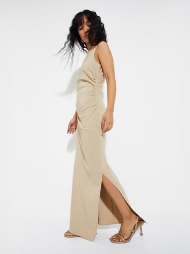 Max Alaya F x URB_N Women Bodycon Maxi Dress (Beige_L)