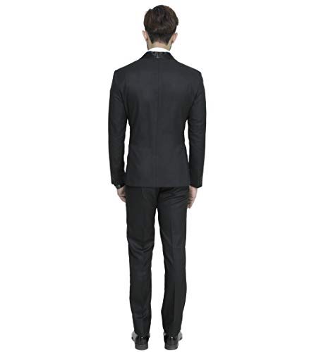MANQ Men's Slim Fit Tuxedo Suit (ST-101-38_Black_38)