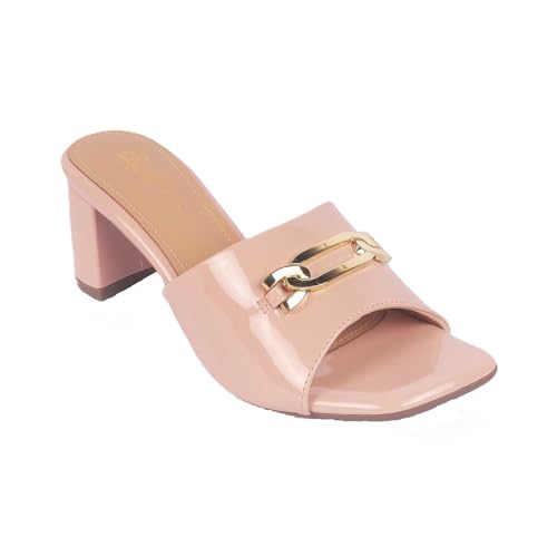 tresmode ADARE Women's Block Heel Sandals Footwear Pink, 3 UK / 36 EU - Open Square Toe Soft Comfortable Casual Formal Office Fancy Shoe Wear