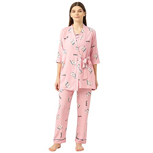 Sweet Dreams Women's Rayon Cartoon Nightgown Pack of 3 (2804AV Light Peach S)