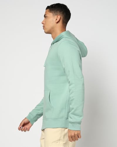 GAP Men Solid Knitted Fleece Sweatshirt with Hood, Green, M