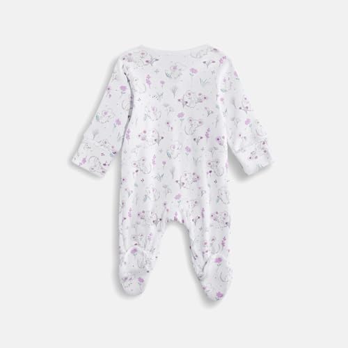Mothercare Baby-Girls Printed Full Sleeves Sleepsuit - Whilte/Pink