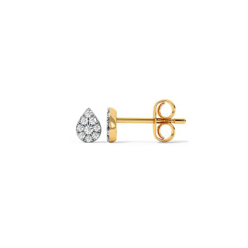 CaratLane 9 KT Yellow Gold Shimmering Pear Diamond Stud Earrings for Women