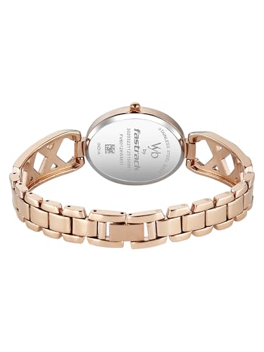 Fastrack Vyb Charmer with Quartz Analog Silver Dial Rose Gold Strap Watch for Girls - FV60126WM01W