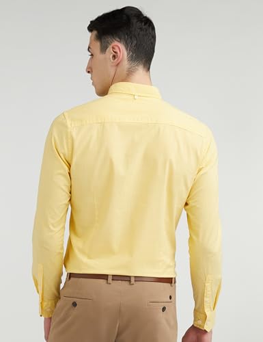 Allen Solly Men's Cotton Solid Slim Fit Shirt (ASSFWMOF067723_Yellow 42)