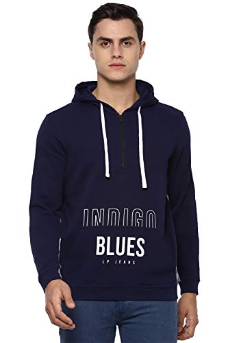 Louis Philippe Men Casual Navy Solid Sweatshirt