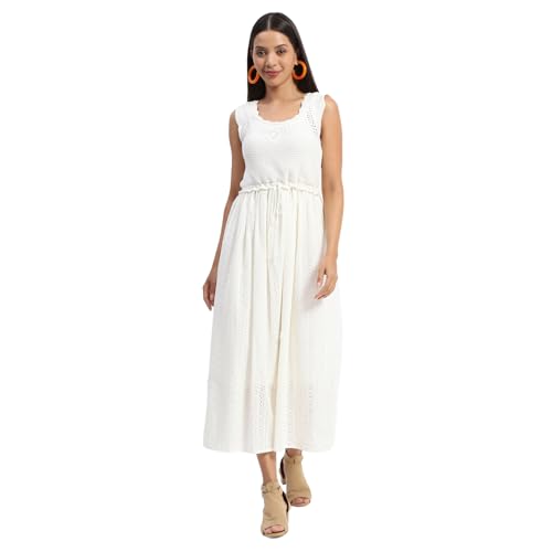 Madame Solid Beige Knee Length Dress