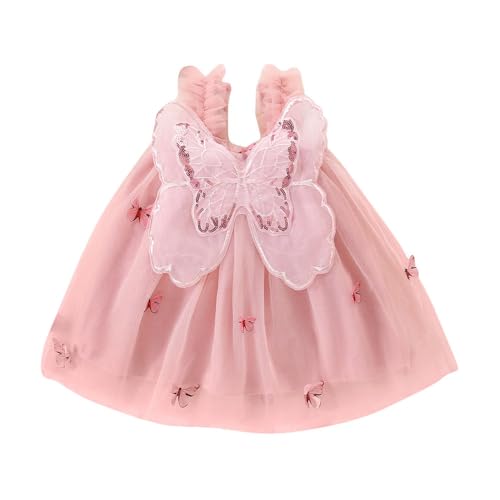 Hopscotch Girls Sequin Butterfly Ruffle Strap Dress in Peach Color for Age (9-12 Months)