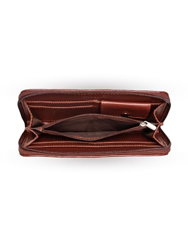 ZOUK Women's Flomotif Print Handmade Vegan Leather Wallets and Jute Purse for Ladies - Clutch with Indian Print - Wallets for Mobile Phones (Multicolour)