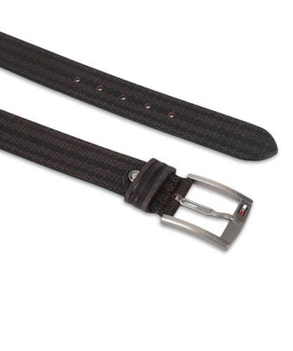 GIL Men's Casual Leather Belt 40 mm,3d Embossed Stylish Belt for Men, Branded Pin Buckle, Jeans Belt-Durable, and Perfectly Crafted for a Comfortable Fit, Wrinkle free leather (Brown, 34) 40mm