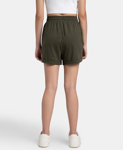 Jockey A157 Womens Super Combed Cotton Rich Straight Fit Shorts with Side Pockets_Deep Depths_L