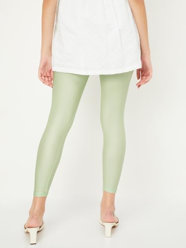 Max Women Shimmer Ankle-Length Leggings_Green_L