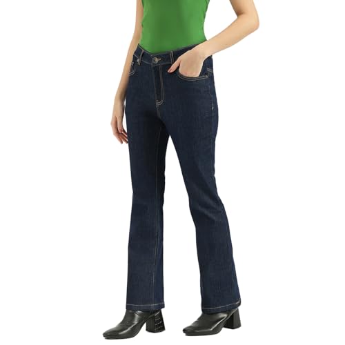 United Colors of Benetton Solid Bootcut Fit Jeans (Size: 24)-25P4ST5E9787I901 Blue