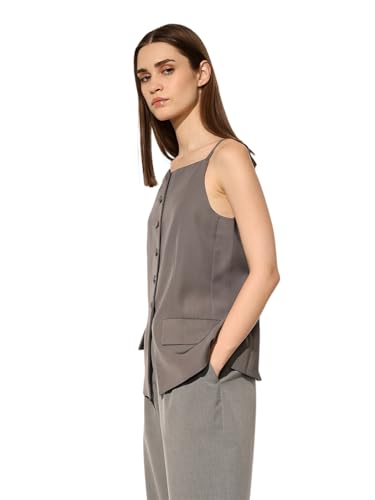 ONLY Women's Solid Regular Fit Grey Waistcoat