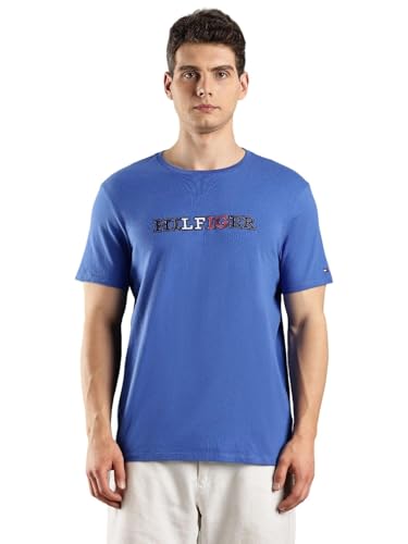 Tommy Hilfiger Embroidered Logo Regular-Fit Cotton T-Shirt Dazzling Blue