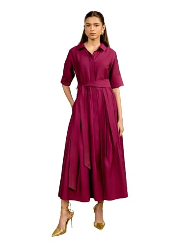 Aarke Ritu Kumar Purple Vinayak Solid Fit & Flare Full Sleeves Long Dress