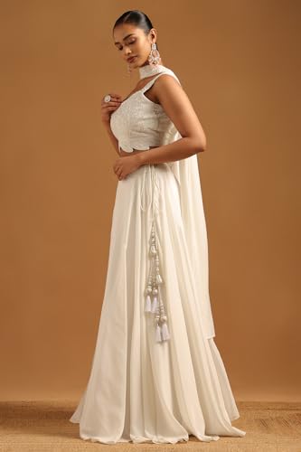 Soch Womens Off White Crepe Embellished Lehenga Choli Set With Beaded