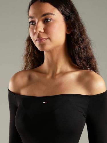 Tommy Hilfiger Cotton Off-Shoulder Neck Bodycon Dress Black