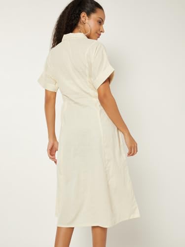 Max Women Embroidered Shirt Dress (Off White_L)