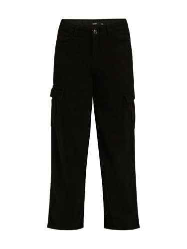VERO MODA Girl Mid Rise Wide Leg Black Jeans