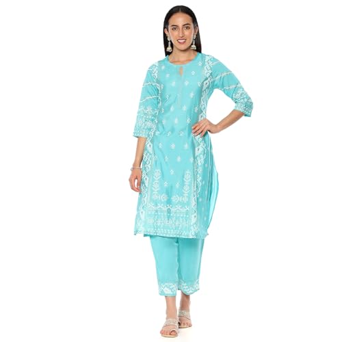 Rangriti Women's Regular 1 Palazzo (SHMRYJMDNI19558AW24AQU_Aqua