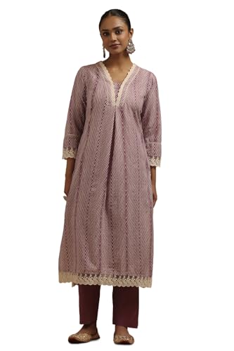 Soch Womens Purple Cotton Chevron Kurta Set