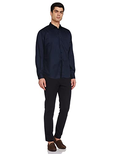 Amazon Brand - Symbol Men's 100% Cotton Slim Fit Formal Shirt Navy 38