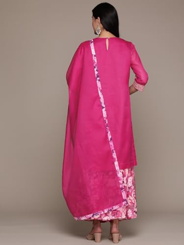 Aarke Ritu Kumar Magenta Embroidered Kurta With Sharara And Dupatta