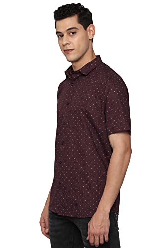Allen Solly Men's Solid Regular Fit Shirt (ASSHQSPFZ66535_Maroon 42)