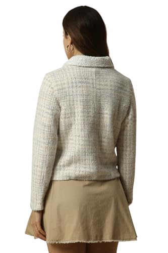 Women White Check Casual Jacket
