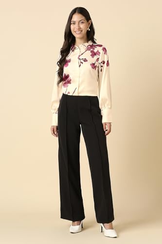 Women Beige Print Long Sleeves Shirt